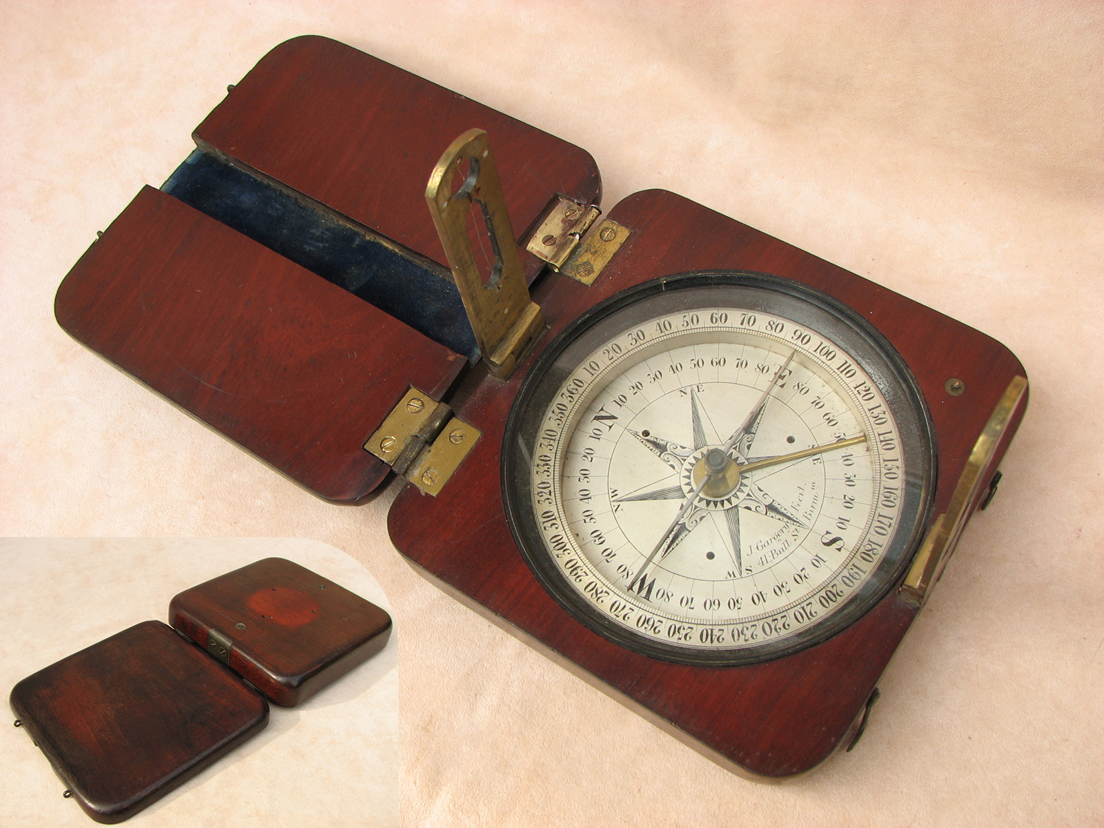 Mid 19th century surveyors compass signed J Gargory Fecit.